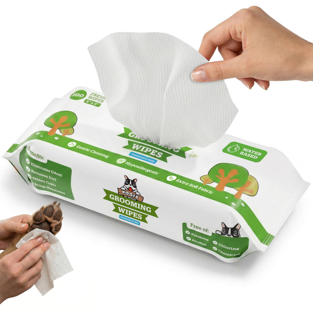 Pogi's Dog Grooming Wipes for Paws & Butt, Fragrance Free, 100 Wipes