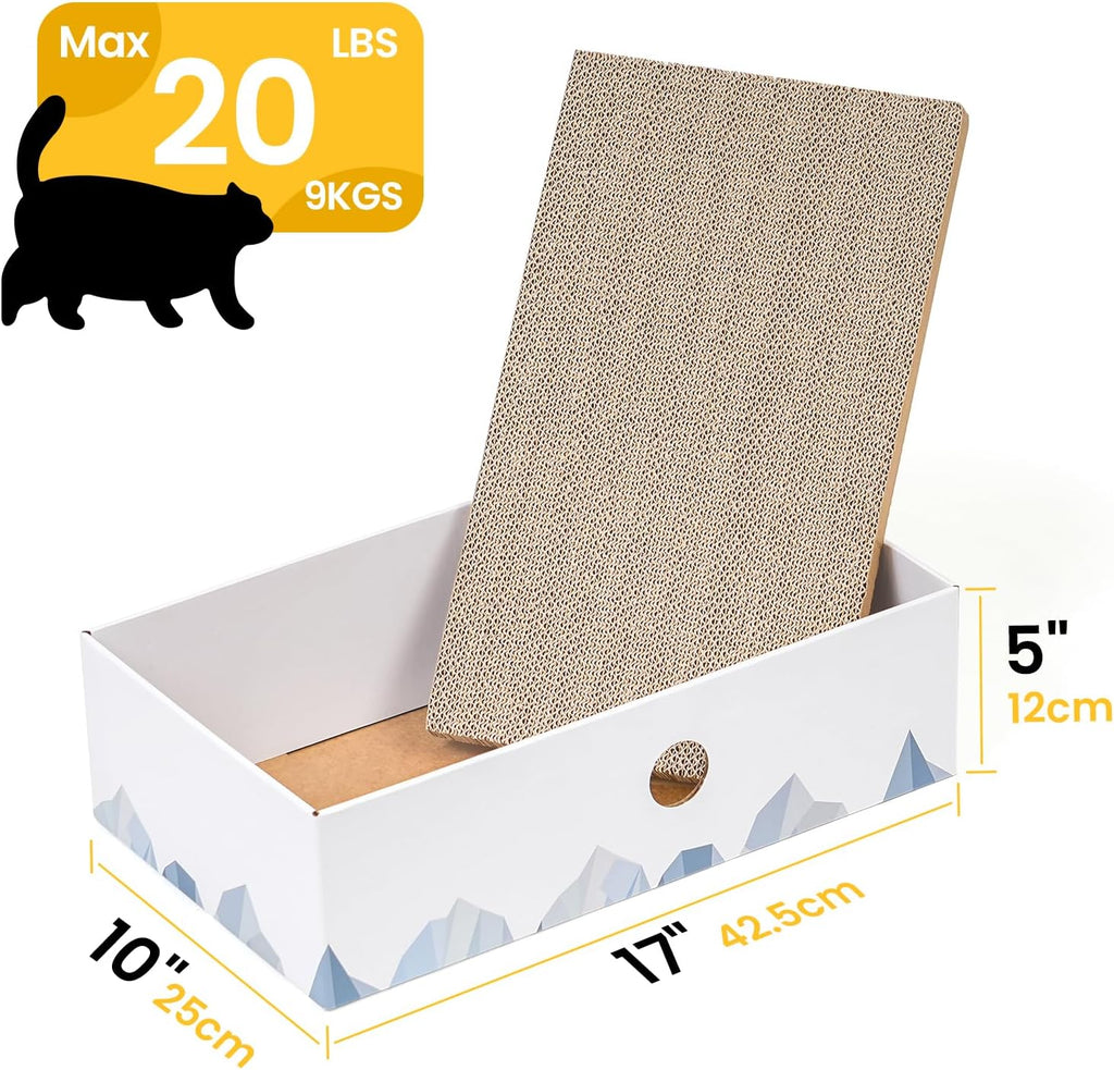 Conlun Cat Scratcher Box, Cardboard Pad, Bed for Indoor Cats, White