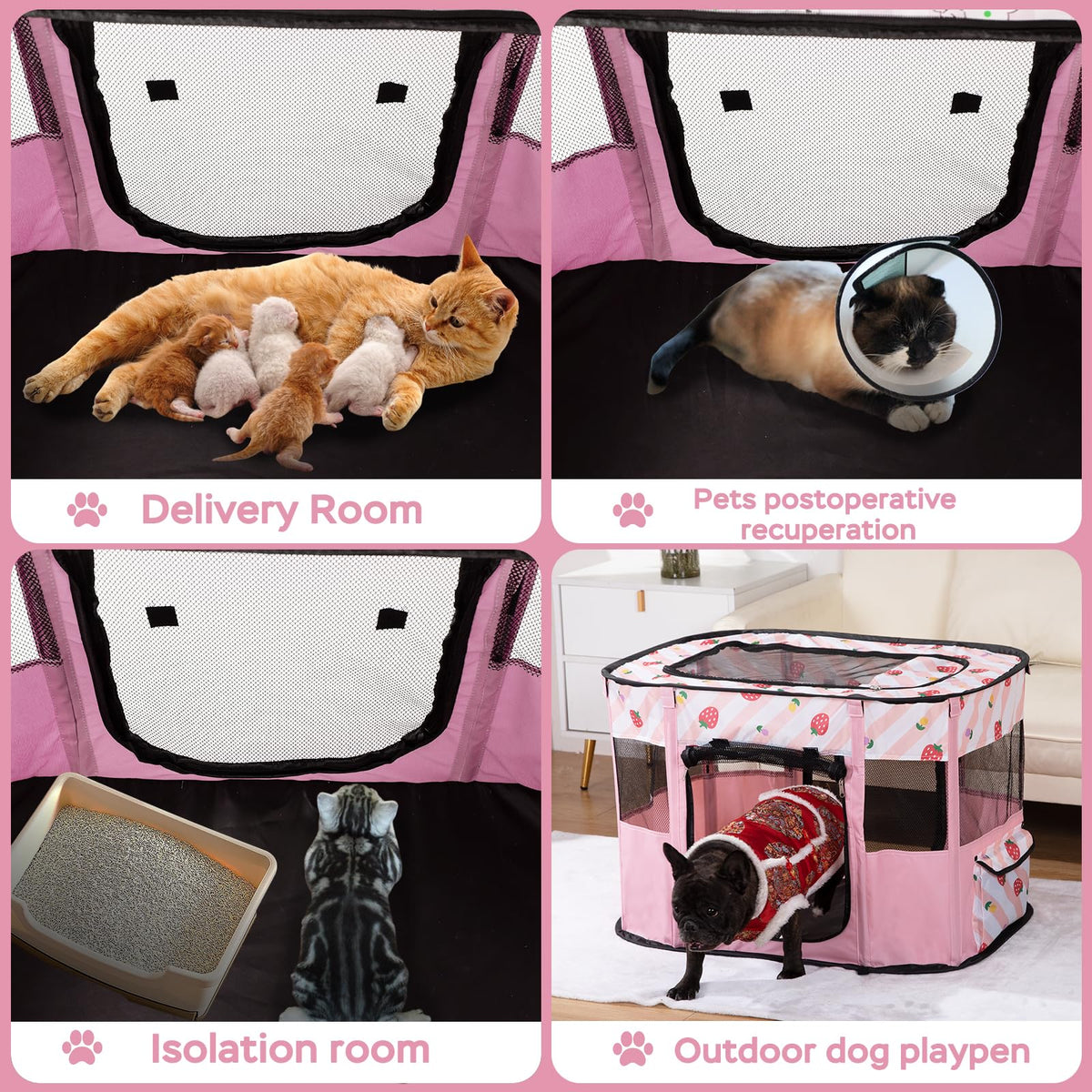 XRG Foldable Pet Cat Playpen,Indoor Cat cage Crates S(27.6"x21.7"x17.7")