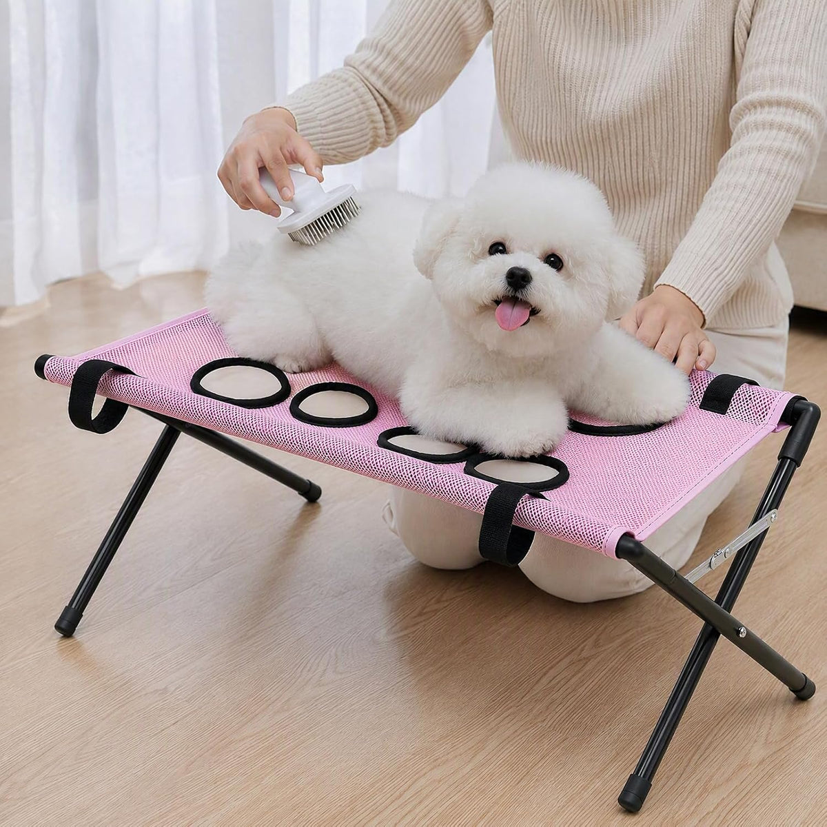 Dog Grooming Hammock for Small Dogs, Foldable Cat Nail Trimming Sling Stand