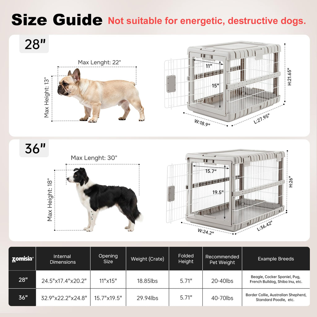 ZOMISIA 28" L Collapsible Dog Crate for Dogs, Heavy Duty Dog Kennel Indoor