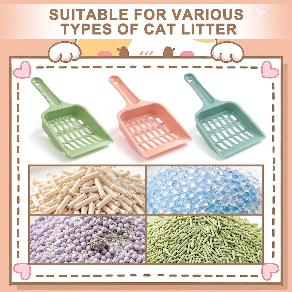 3 Pcs Cat Litter Scooper, Plastic Cat Poop Scoop for Litter Box Cleaning