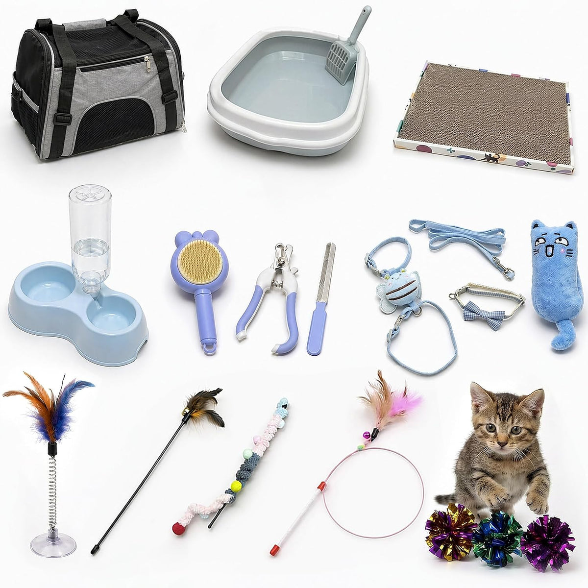 16PCS Kitten Starter Kit,Kitten Essentials Includes New Cat Essentials,Toys