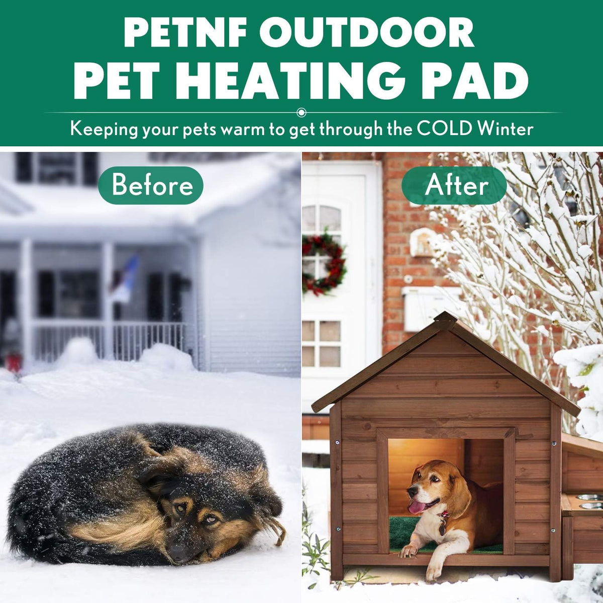 PETNF Outdoor Pet Heating Pads for Dog,Soft Electric Blanket Auto Temperature Control,Heated Mat for Dog House,Whelping 