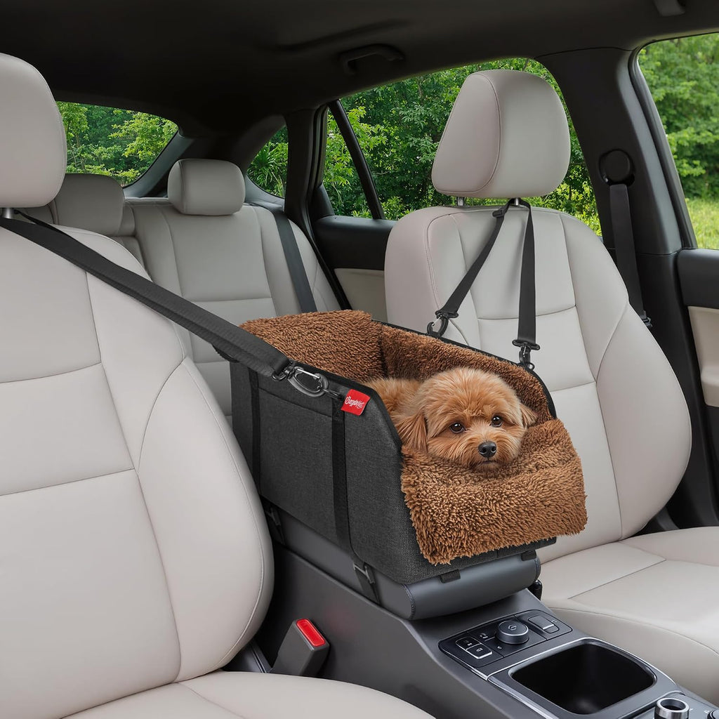 BurgeonNest Center Console Dog Car Seat for Small Pets to 11lbs, Grey