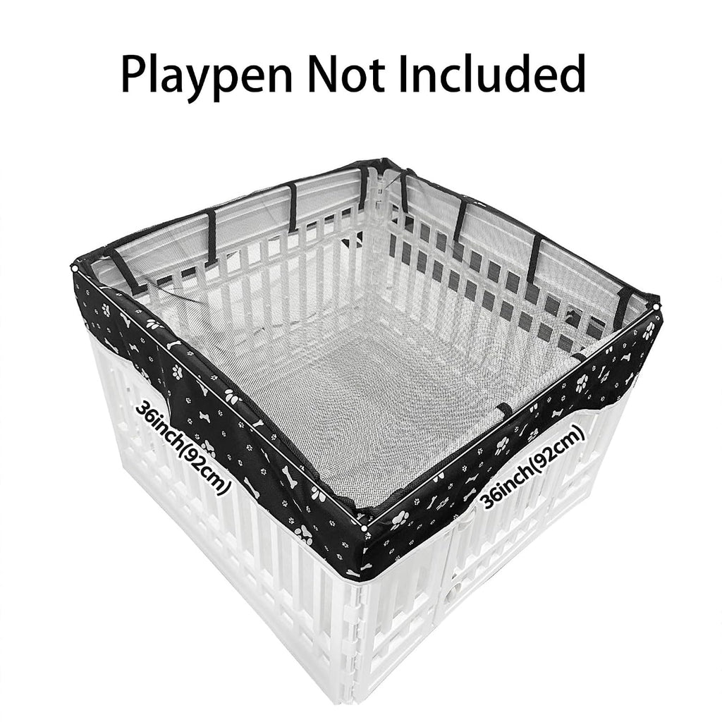 Playpen Top Cover for 36'' Width 4 Panel Pen, Black Paw