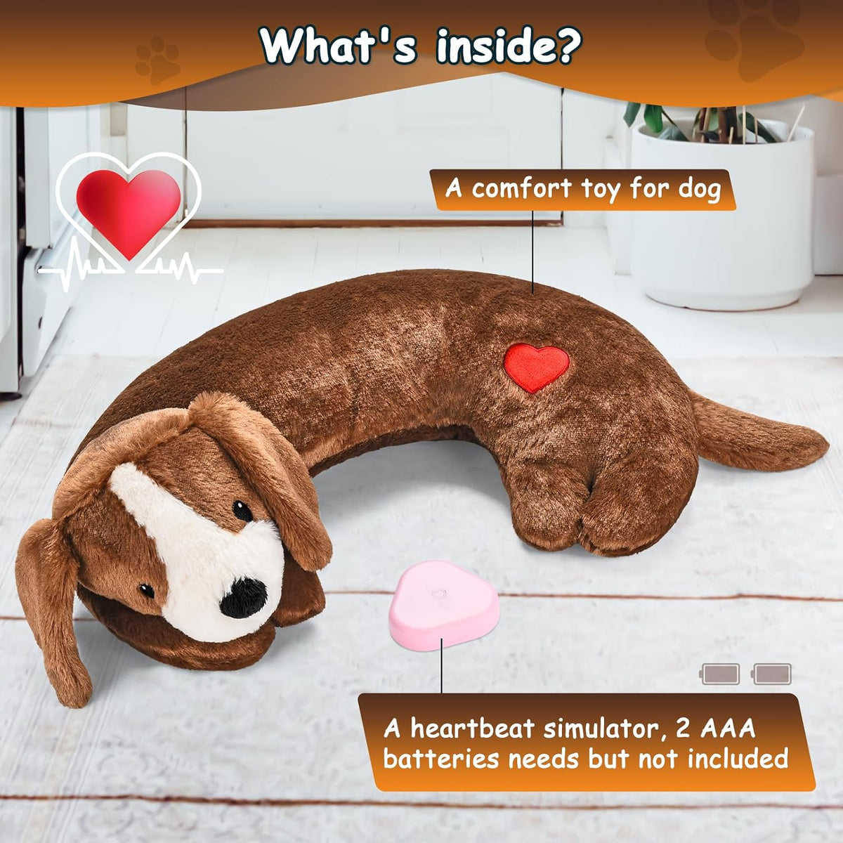 Moropaky Heartbeat Toy Puppy Heartbeat Stuffed Animal Heartbeat Plush Toy for Puppy, Dog Heartbeat Toy for Pet Anxiety R