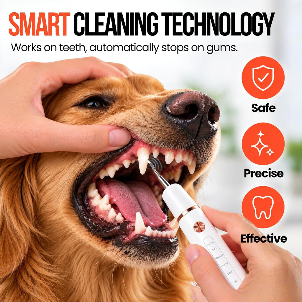 NoBark Ultrasonic Dog Teeth Cleaner Kit - Dog Plaque Remover Tool, 5 Modes