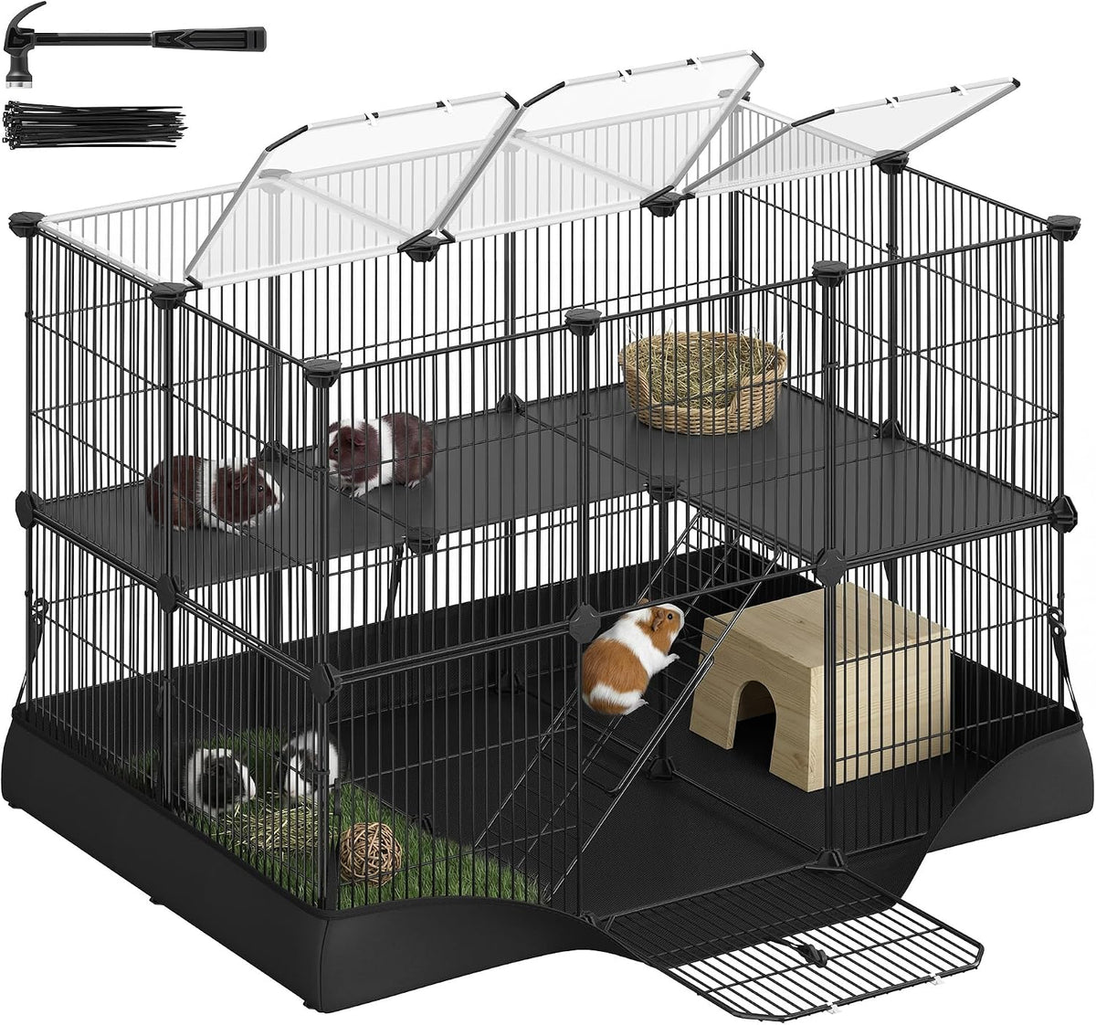 SONGMICS Pet Playpen, Clear Plastic Modular Enclosure, DIY Indoor Fence