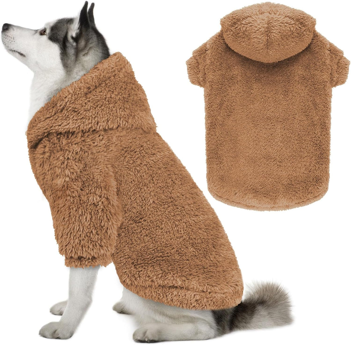 Fuzzy Dog Sweaters - Soft Double-Sided Plush Fleece Dog Hoodie - Pink-M