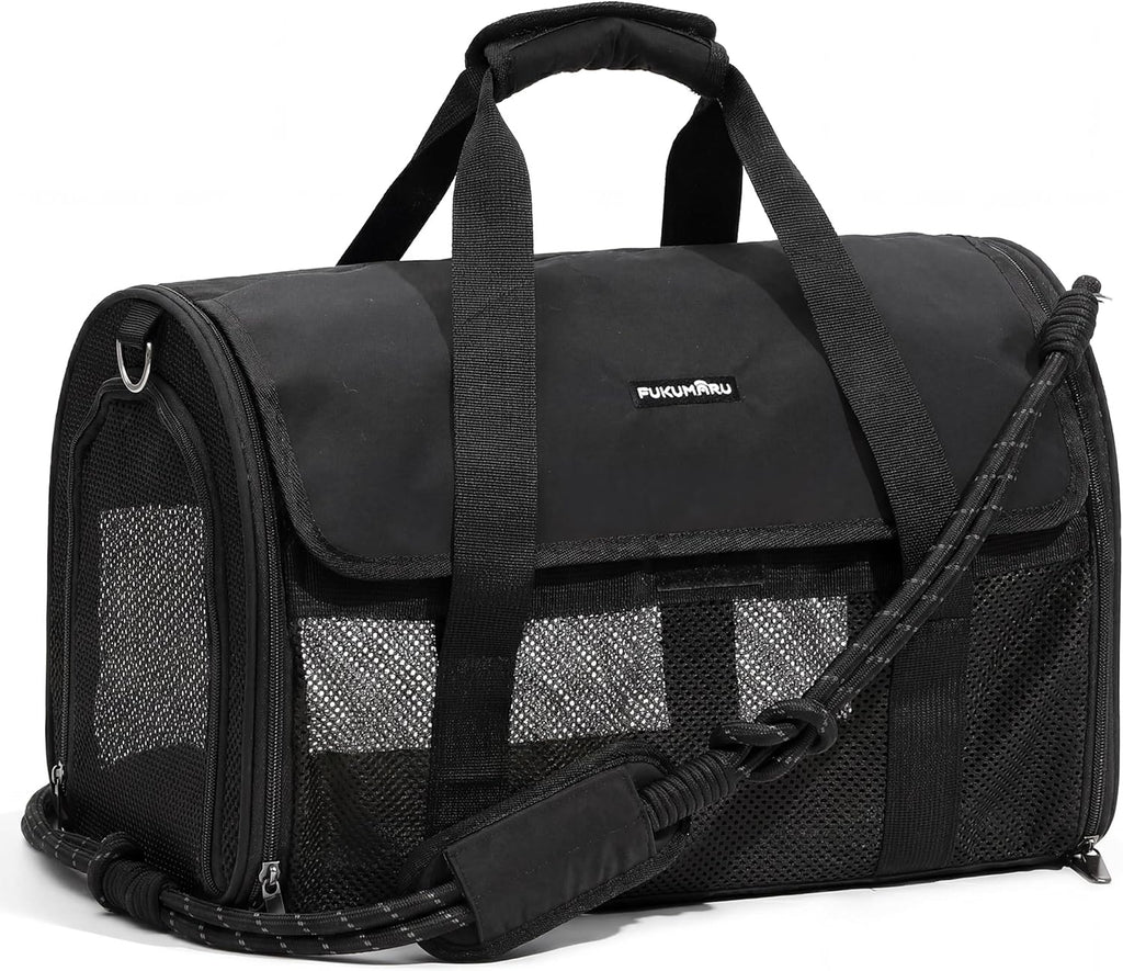 FUKUMARU Cat Carrier, Airline Approved Dog Carrier with Rollable Cover