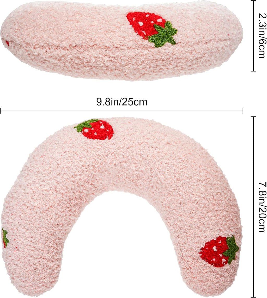 Cat Calming Pillow for Indoor Pet Soft Fluffy Neck Pillow(Pink, Strawberry)