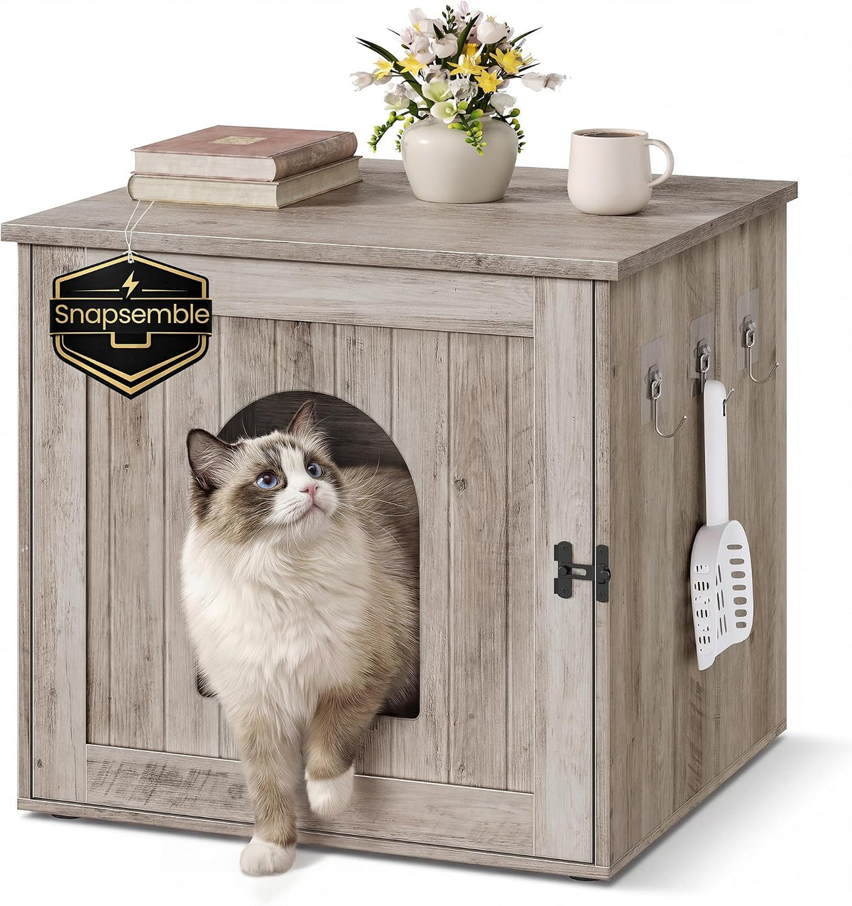 SONGMICS HOME Toolless Assembly Litter Box Enclosure, Cat House