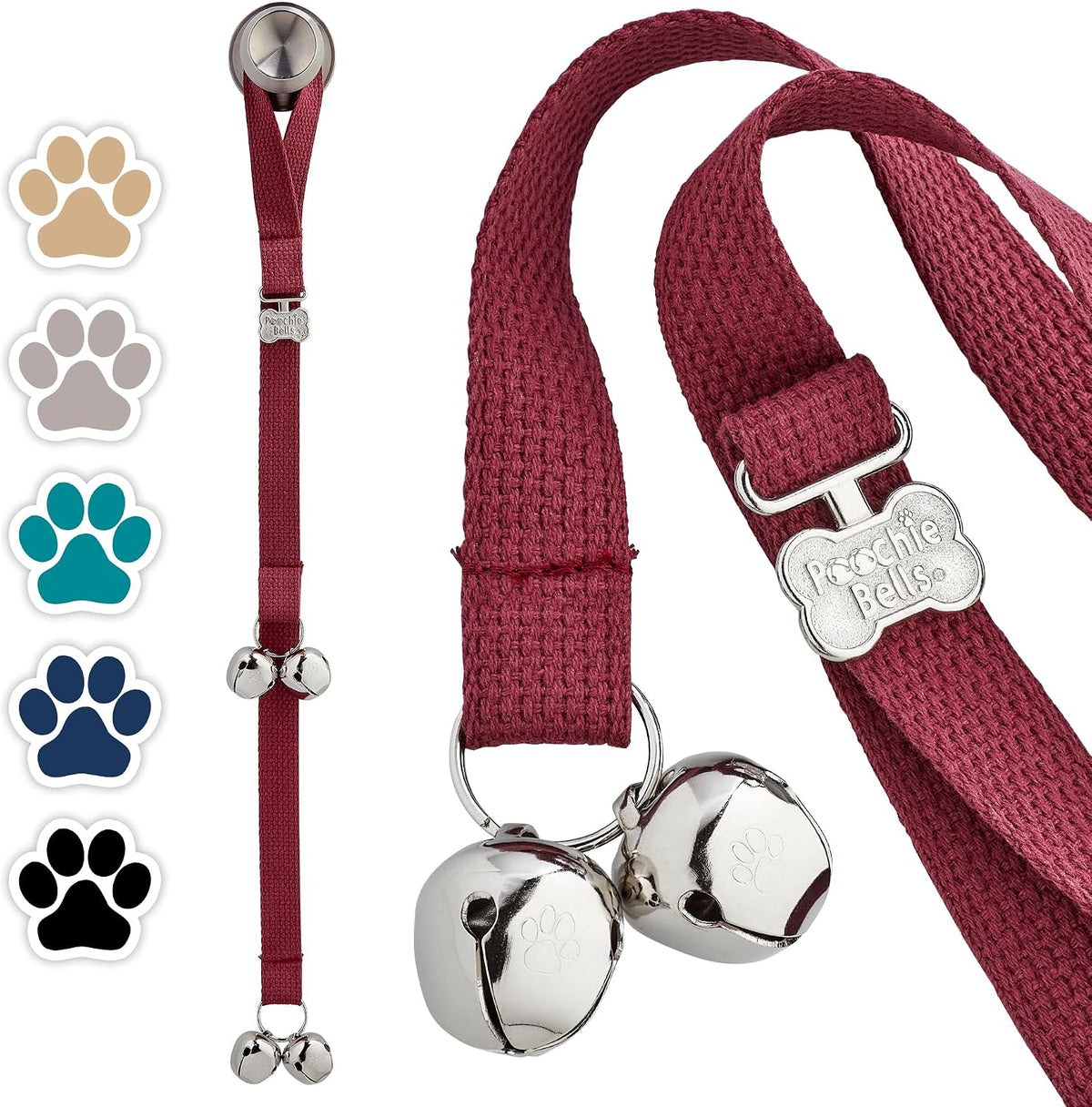 Dog Door Bells for Potty Training, Quick & Easy Puppy Potty Training Method Included, Handcrafted in USA with Loud, Paw-
