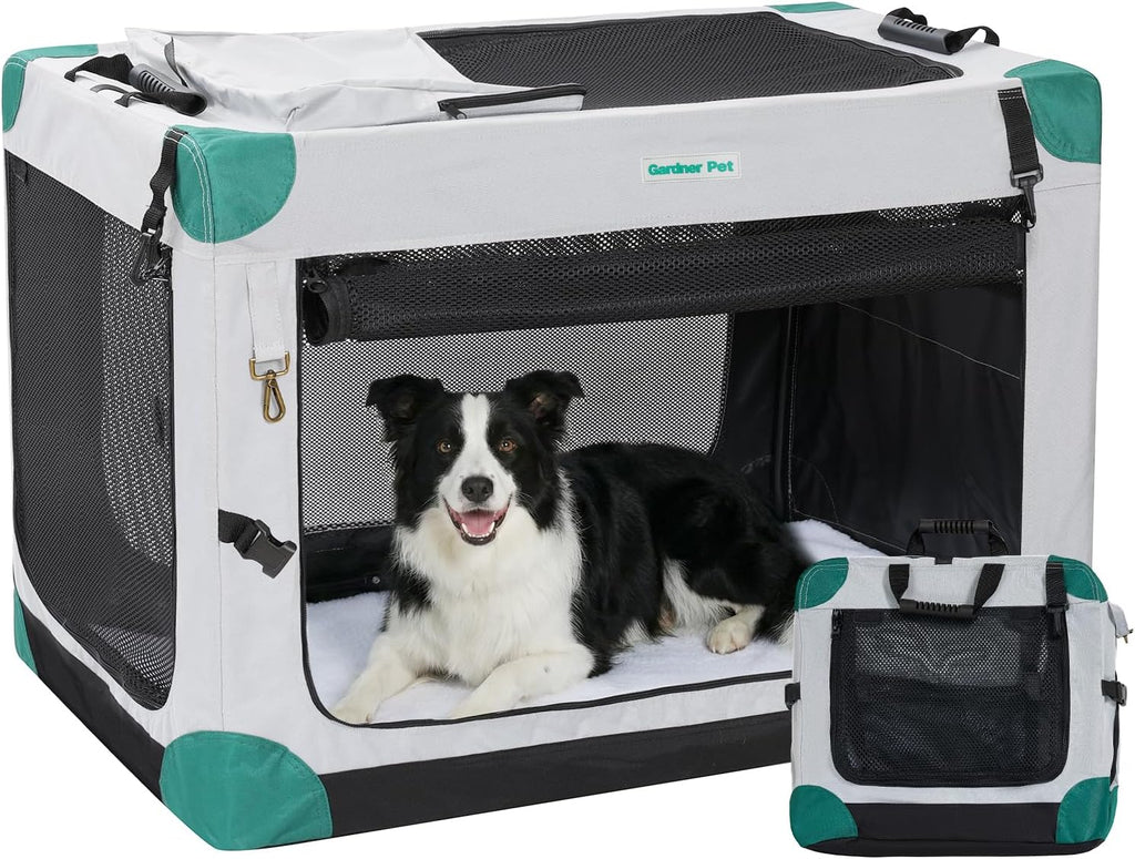 Gardner Pet Soft Collapsible Dog Crate - 36 Inch Portable Travel Dog Crate for Medium/Large Dogs Indoor & Outdoor, 3-Doo