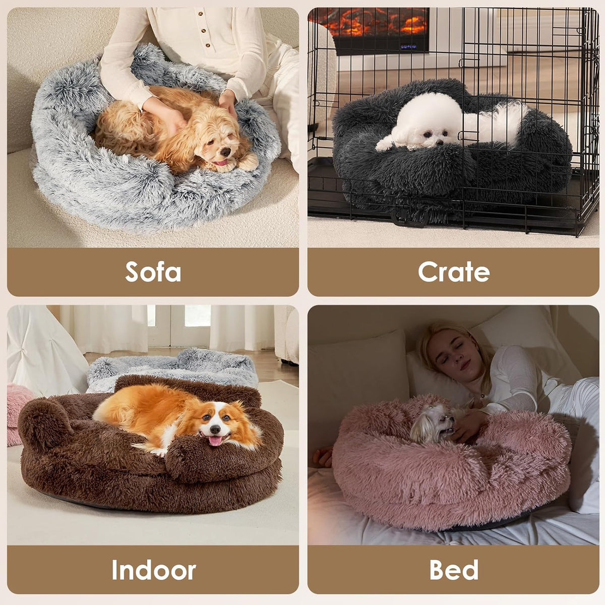 EHEYCIGA 23" Calming Donut Dog Bed for Small Dog & Cat Washable Pet Couch