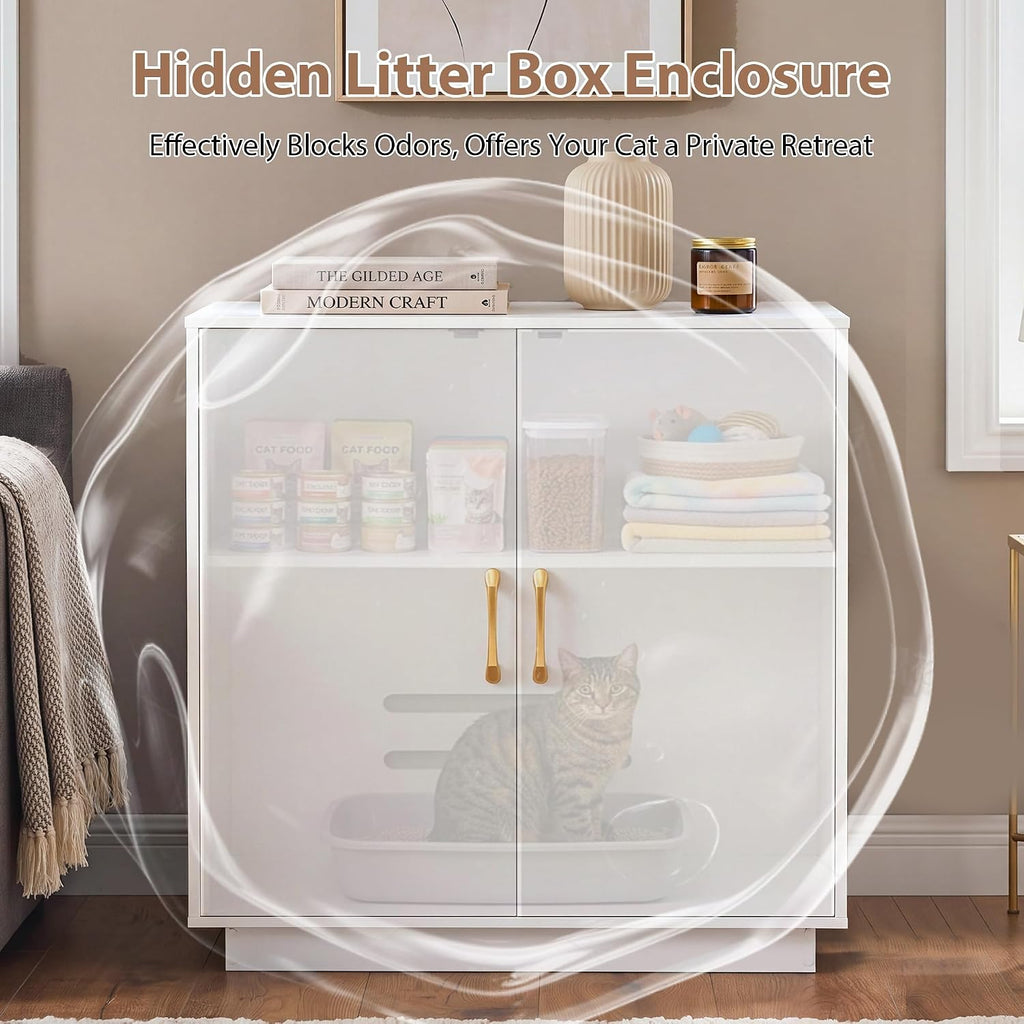 Gitelsnour 30.9'' Litter Box Enclosure Furniture- Hidden Storage, CLB003WT