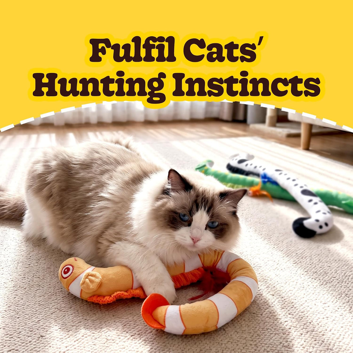 Cat Kicker Toys 3Pcs, Catnip Toys for Indoor Cats, 21in Extra Long Cat Toys for Big Cat & Kitten, Soft and Durable, EEL 