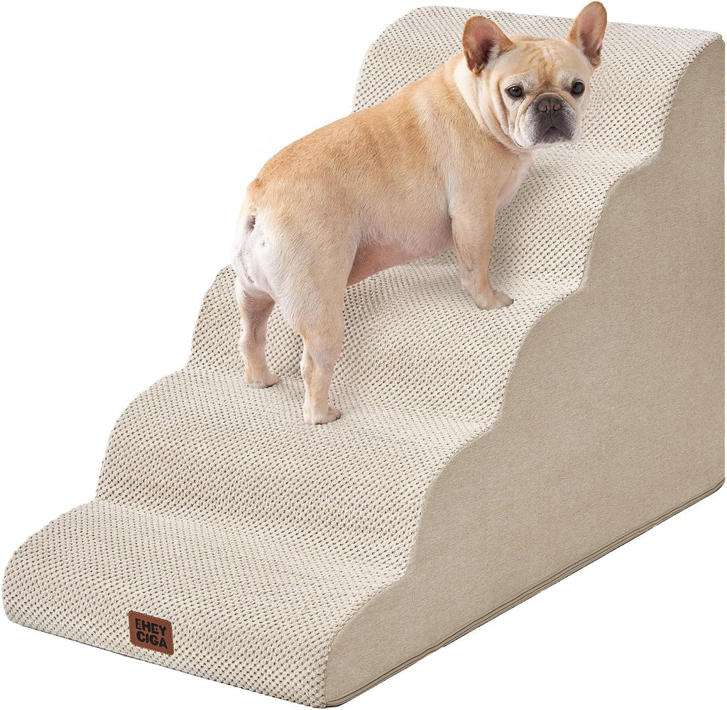 EHEYCIGA Extra Wide Dog Stairs for Large Dogs, 24.4"H Pet Step, Beige
