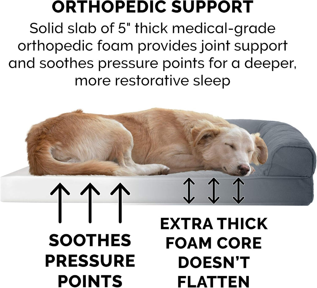 Furhaven Orthopedic Dog Bed for Large Dogs w/ Removable Bolsters & Washable Cover, For Dogs Up to 125 lbs - Quilted Sofa