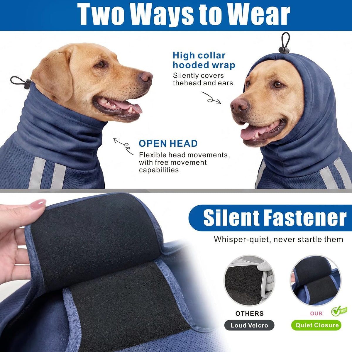 Idepet Dog Anxiety Vest with Hood, All-in-One Anxiety Relief Thunder Wrap for Dogs, Ideal for Thunderstorm, Fireworks, T