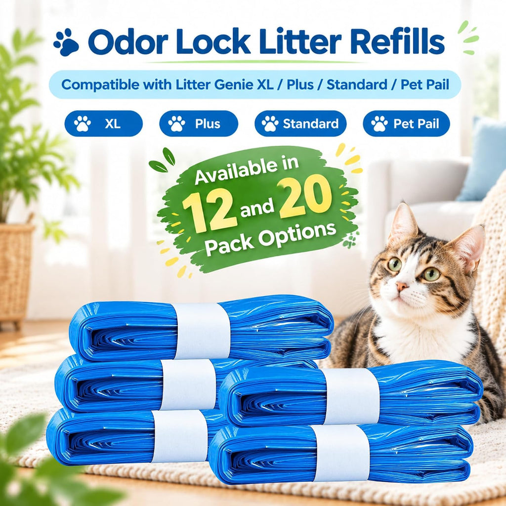 12 Pack Cat Litter Refill Bags Fit for Litter Genie Standard, Plus, XL Pail