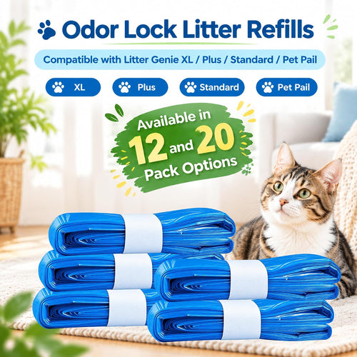 12 Pack Cat Litter Refill Bags Fit for Litter Genie Standard, Plus, XL Pail
