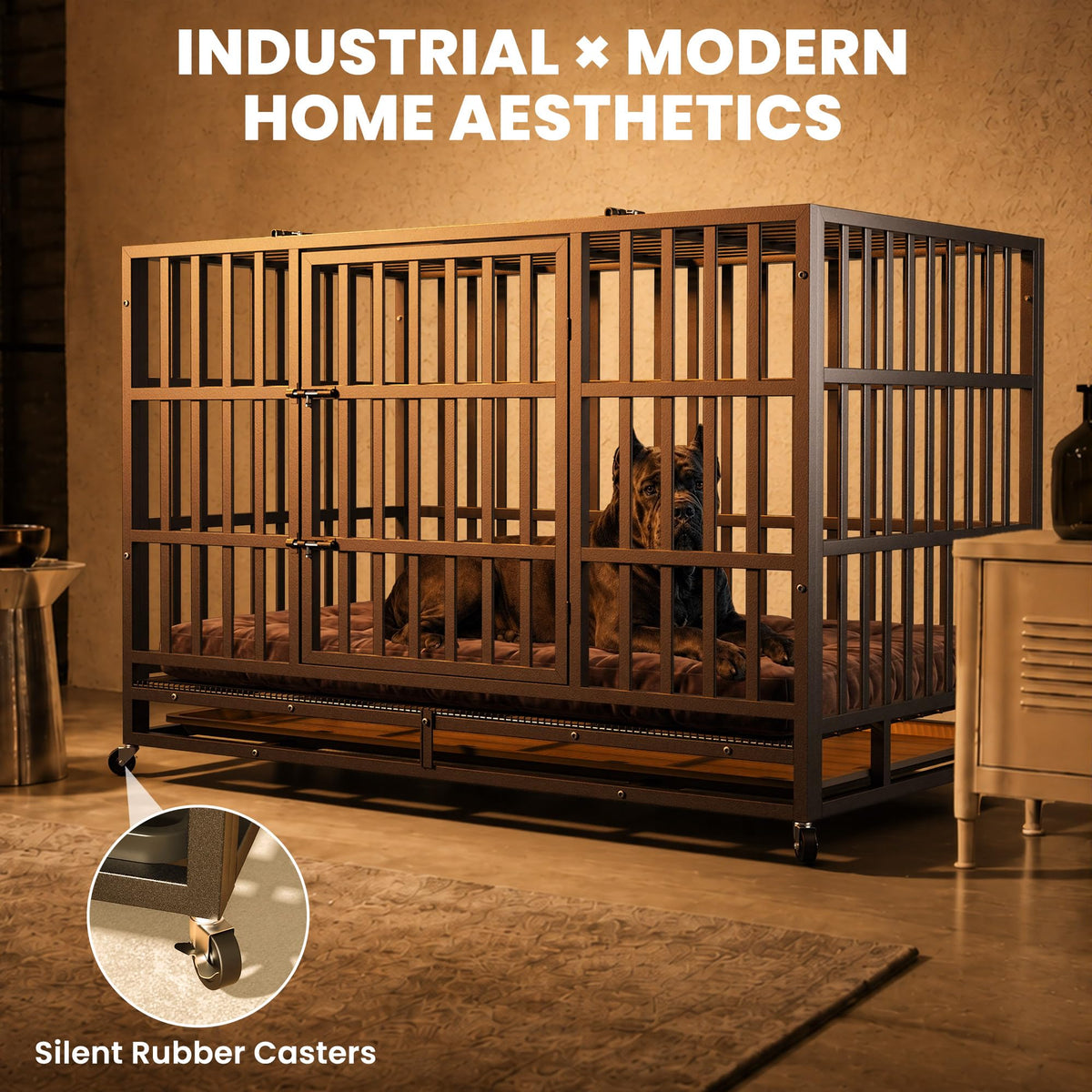 Hiwokk 48 Inch Heavy Duty Dog Crate, Indestructible Kennel for Large Dogs