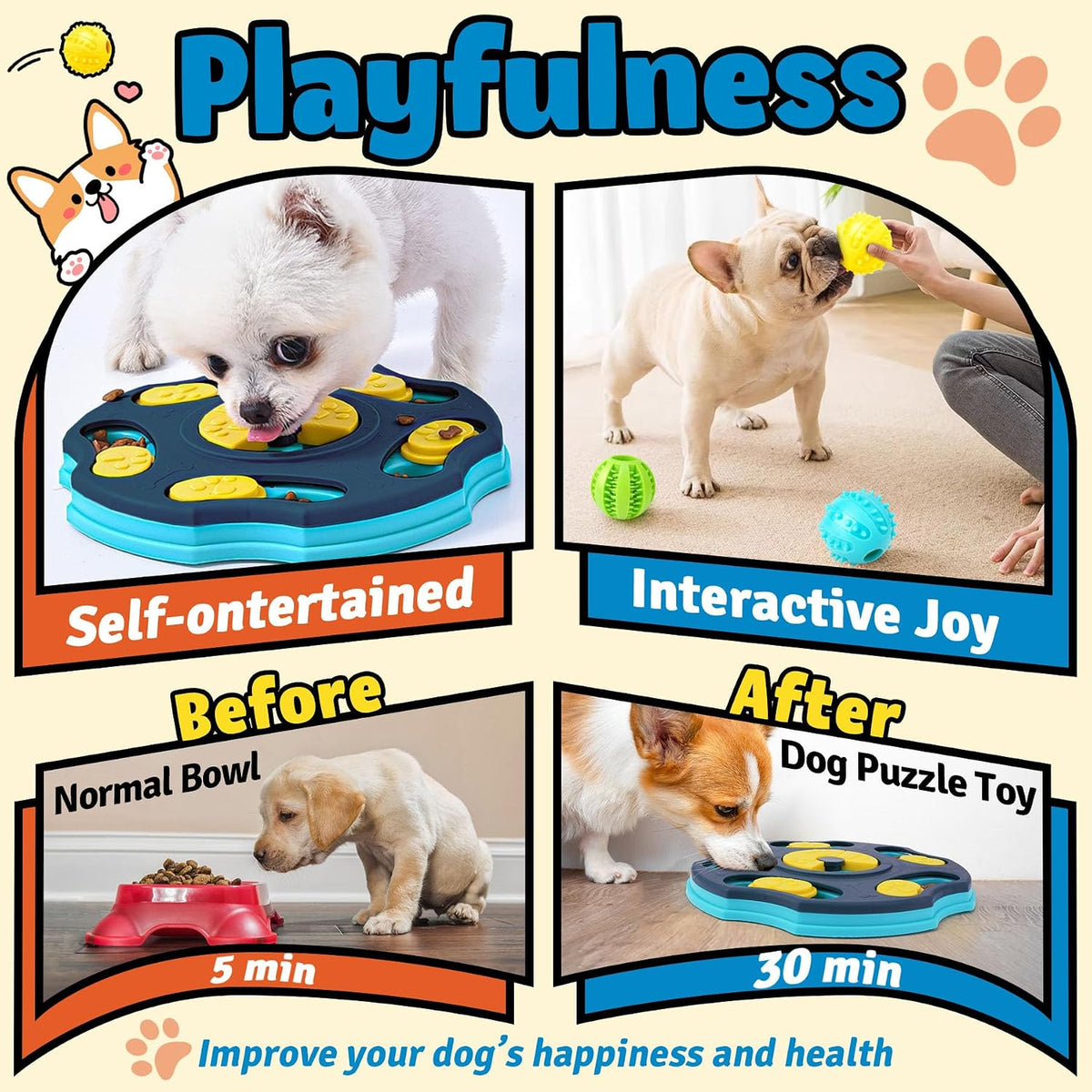 Forfon 9 Pack Dog Enrichment Toy Set with Puzzle Toy & Lick Mats