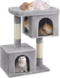 Feandrea Cat Tree, 40.6-Inch Tall Cat Tower, Cute Plush Condo, Light Gray