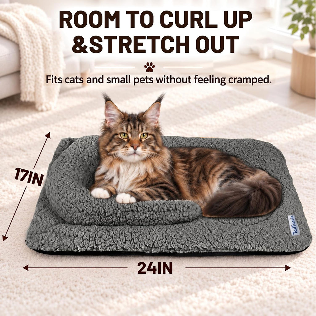 TailTastic Self Warming Cat Bed with U-Shaped Pillow for Warmth & Support