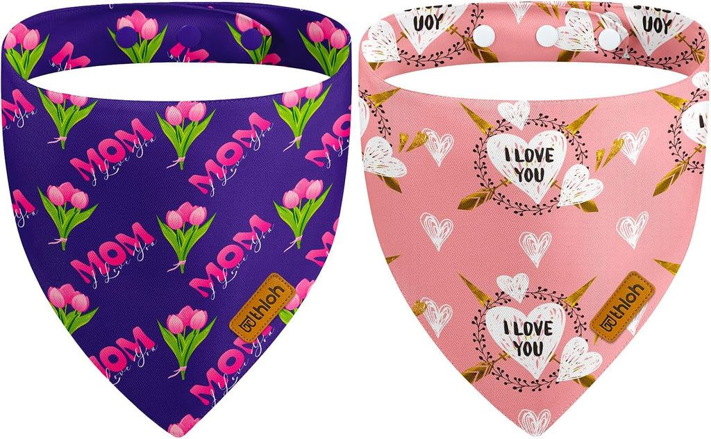 Halloween Dog Bandanas - 2 Pack Purple Dog Bandana with Snap Button | Reversible Pet Scarf for Boy & Girl | Premium Dura
