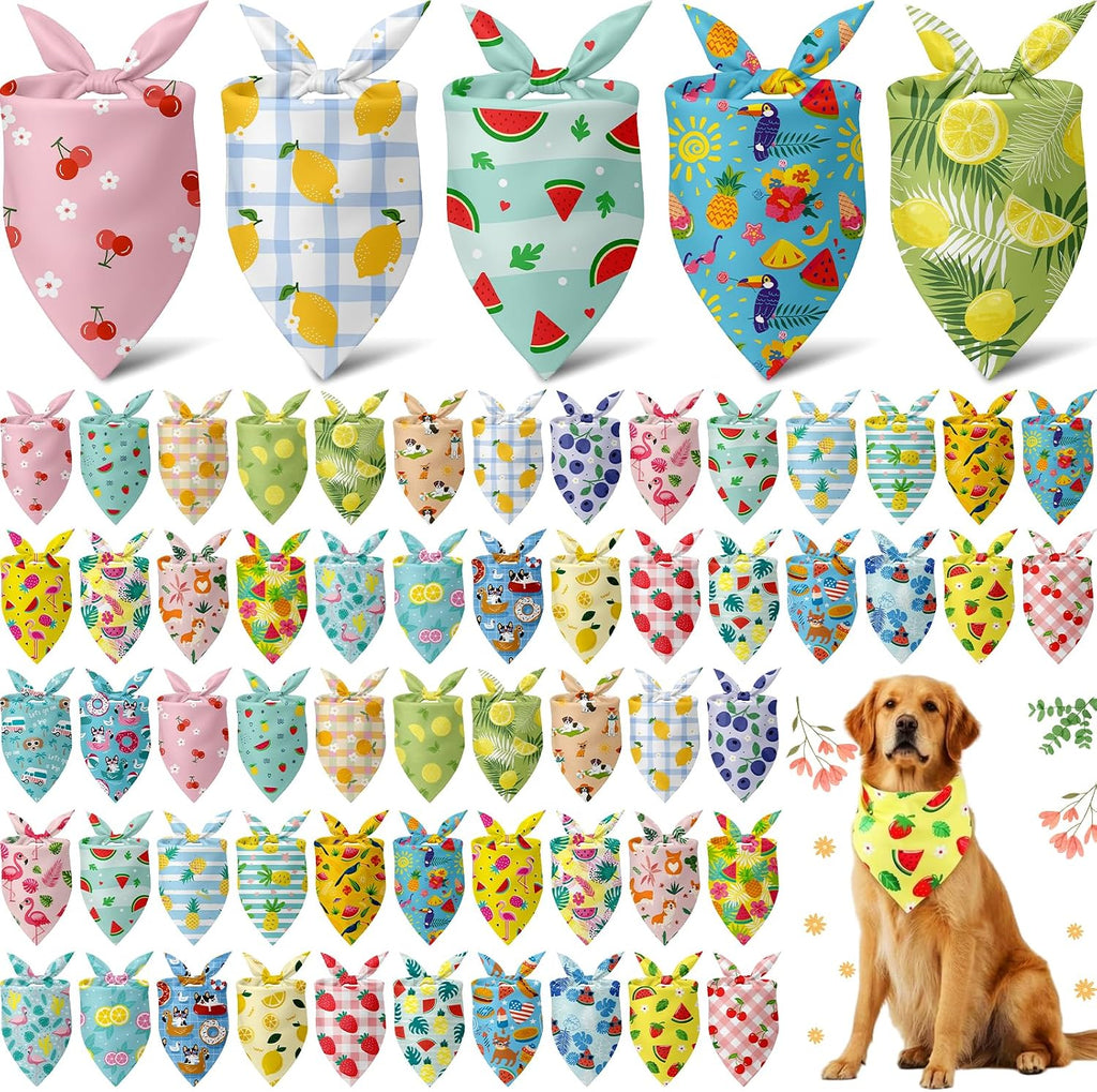 60 Pcs Fall Dog Bandana Bulk Thanksgiving Pet Scarf, Turkey Pattern