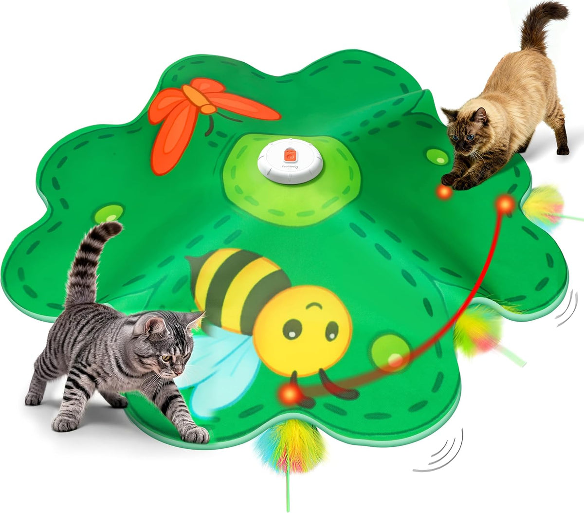 FEELNEEDY Rechargeable Cat Toys, 2 in 1 Hide and Seek Game Interactive Cat Toy, Movable LED Red Dot, Moving Concealed Fe