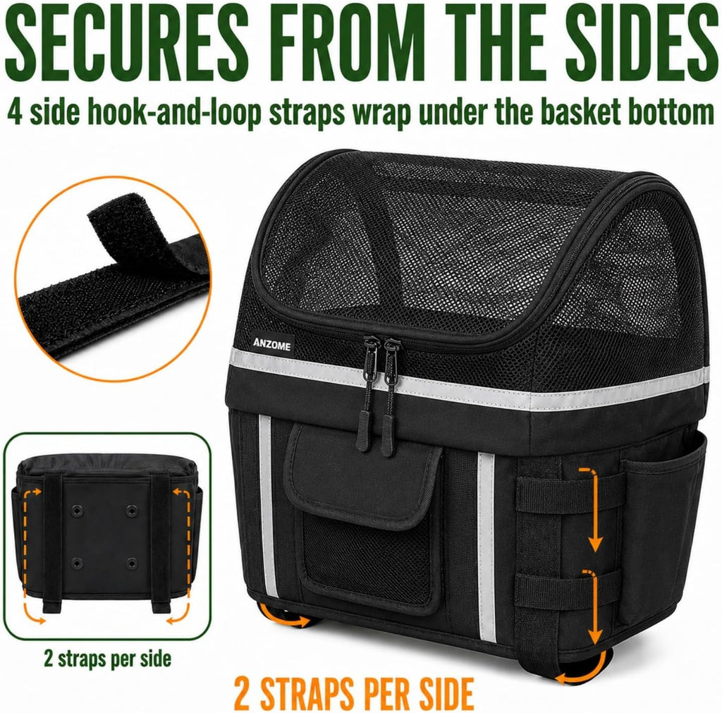 Dog Bike Basket Cover, Drawstring Mesh Pet Safety Cover, Breathable