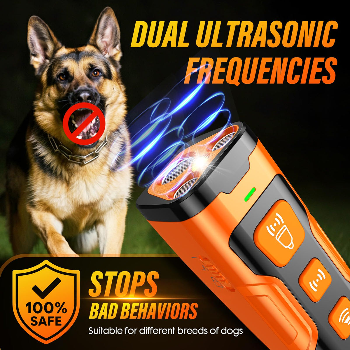 YUYQA Dog Bark Deterrent Device, 3X Ultrasonic Anti Barking Devices