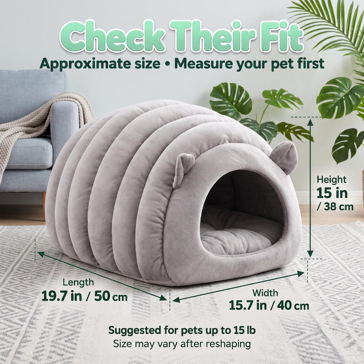 Cat Cave Bed, Orthopedic Memory Foam Anti Anxiety Cat Bed for Indoor Cats, Cozy Plush Caterpillar Tunnel Cat Bed, Non Sl