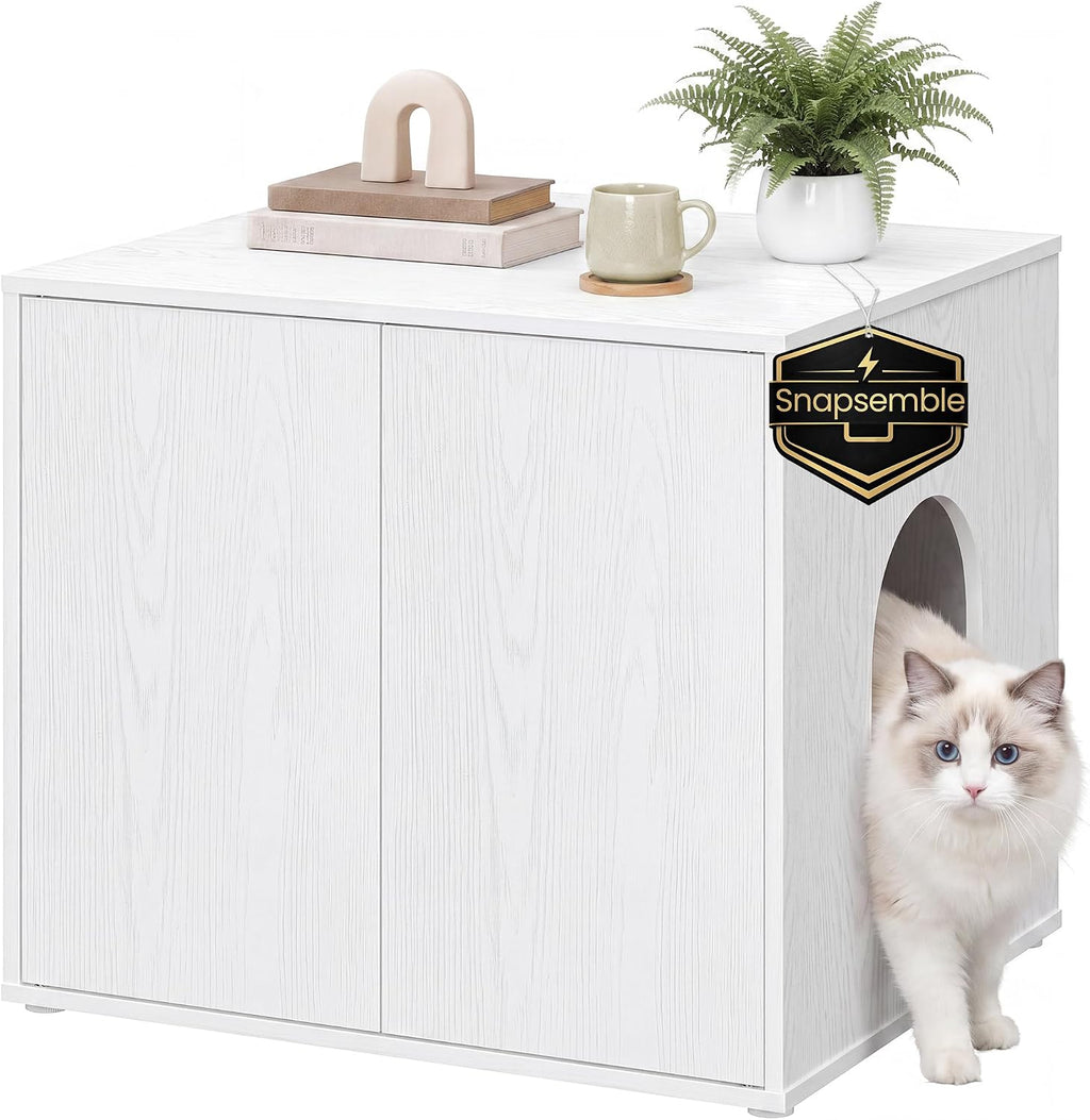 SONGMICS HOME Cat Litter Box Enclosure, Snapsemble Superfast Assembly
