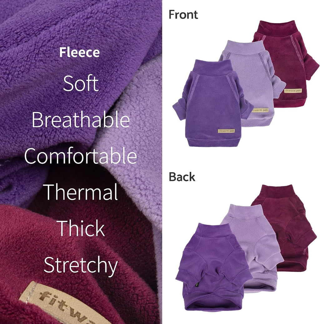 Fitwarm 3 Pack Classic Fleece Dog Sweater, Turtleneck Dog Sweatshirt, Dog Winter Clothes for Small Dogs Boy Girl, Pet Pu