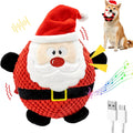 Interactive Moving Christmas Dog Toy, Rechargeable Automatic Jumping Squeaky Puppy Toy with Recording & Music Modes, Sel