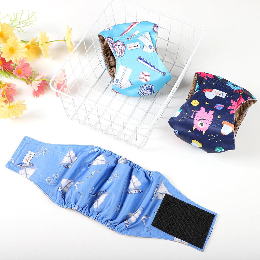 Dog Belly Bands for Male Dogs 5 Pack, Reusable Male Dog Diapers, Washable Belly Bands, Adjustable Pee Wraps for Marking,