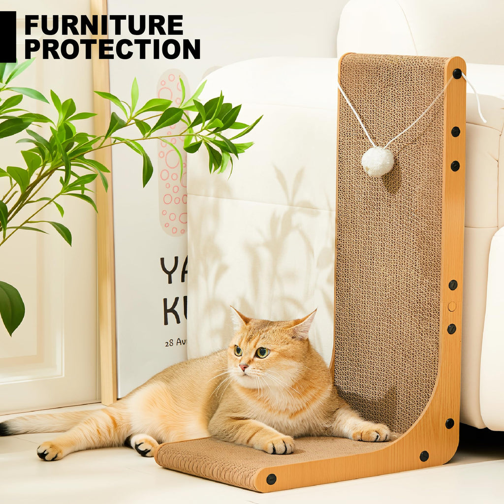 Markarbarka 23.6 IN L-Shaped Cardboard Cat Scratcher, 2-Pack for Indoor Cat