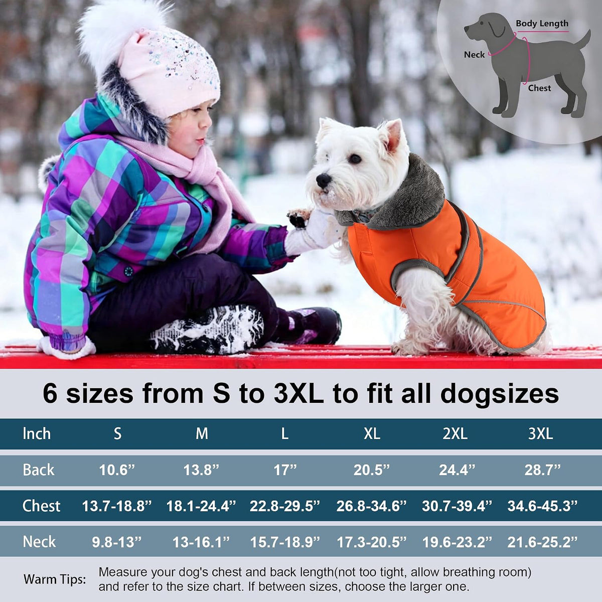 Dogcheer Dog Winter Coat, Waterproof Dog Jacket with Zipper Leash Opening