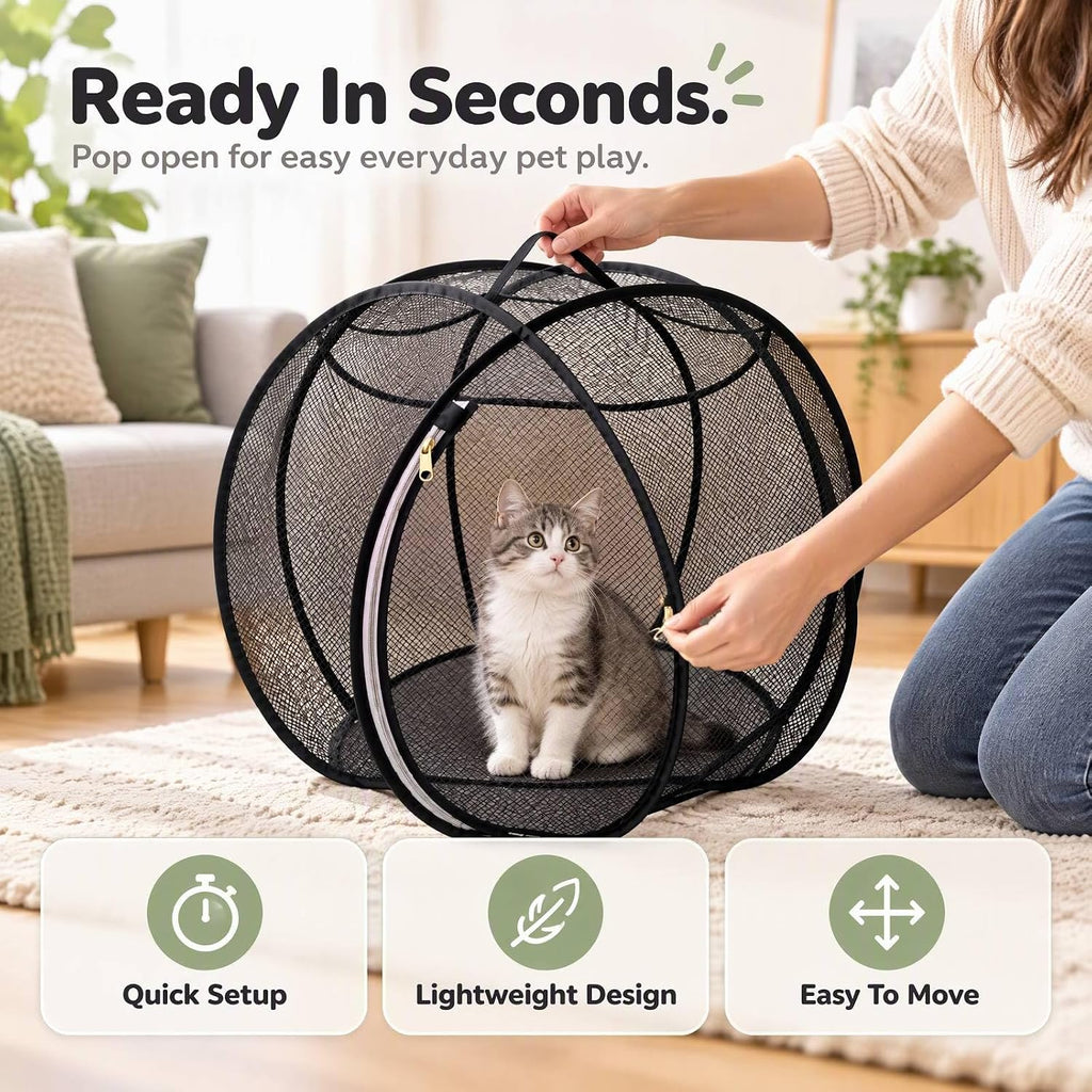 360° Panoramic Cat Playpen Enclosure, Rolling Cat Hamster Ball for Outside