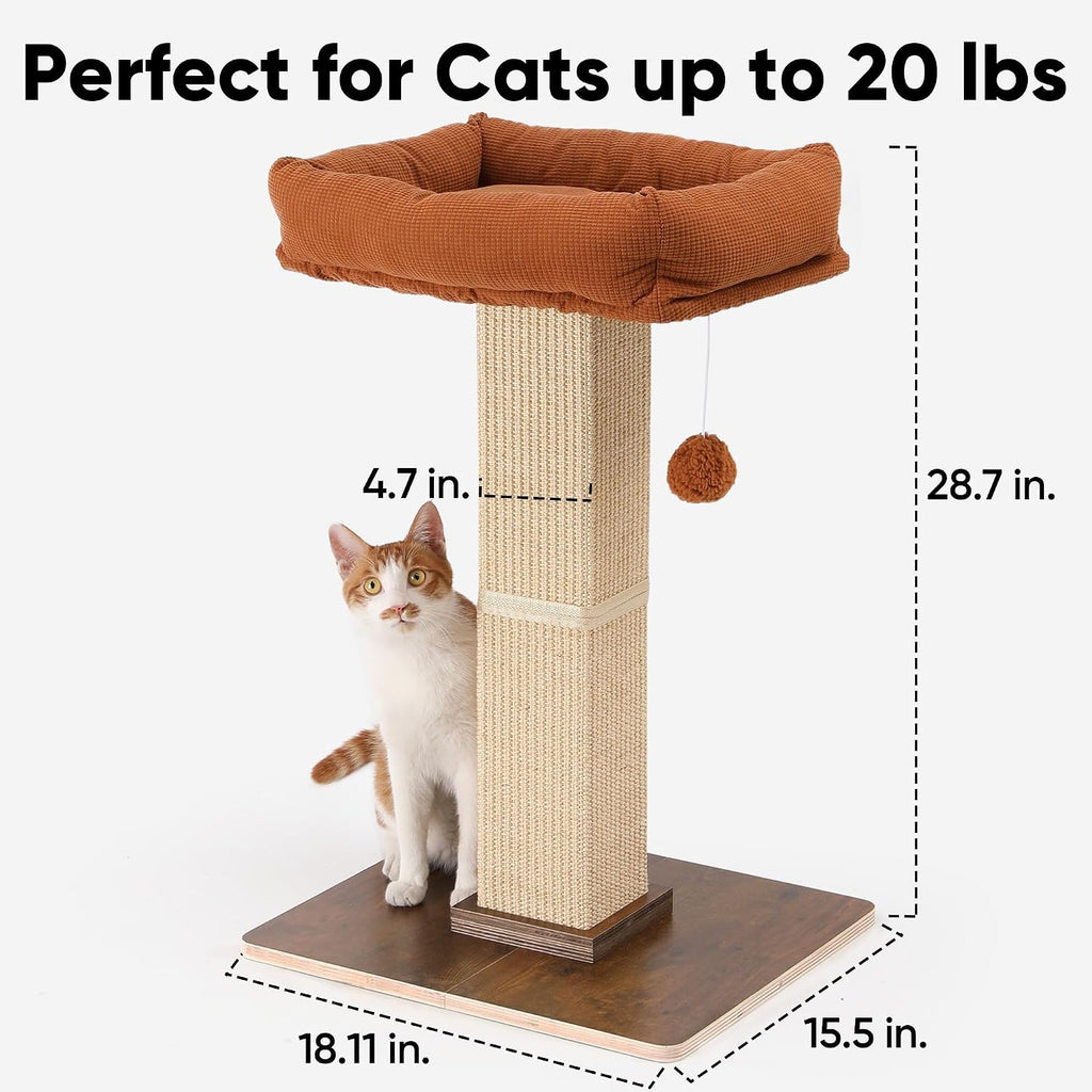 FUKUMARU Retro-Style Cat Scratching Post with Perch for Indoor Adult Cats