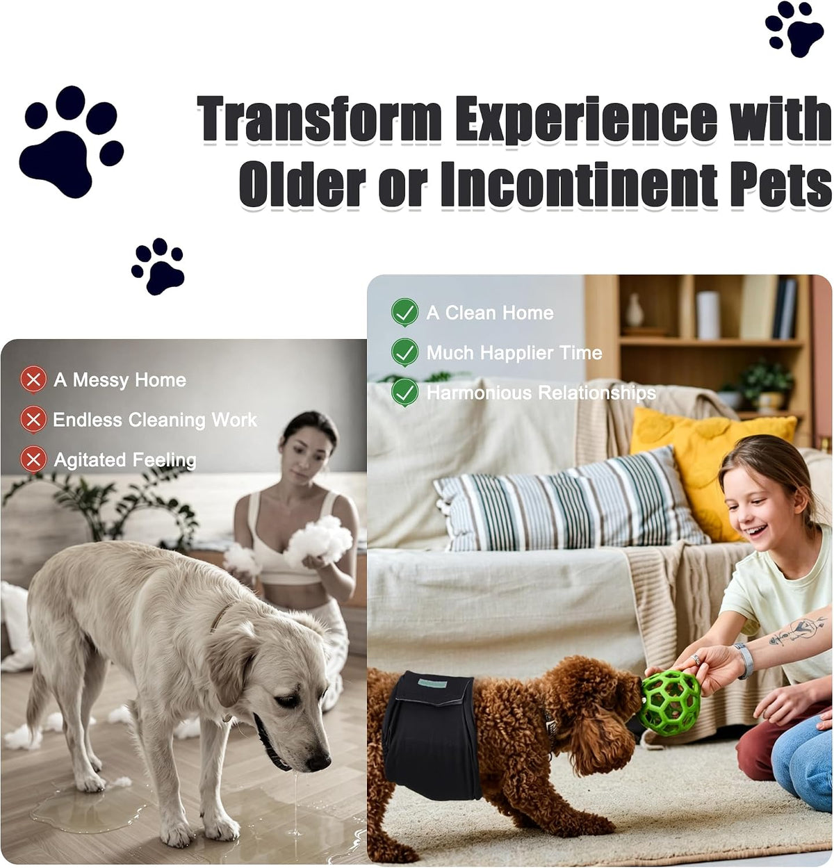 Wegreeco Washable Male Dog Belly Band - Pack of 3 - Washable Male Dog Belly Wrap, Small Doggie Dog Diapers Male for Dogg