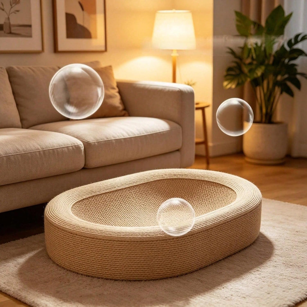 Cat Scratching Board Bed Oval with Sisal Rope, Indoor Resting Mat