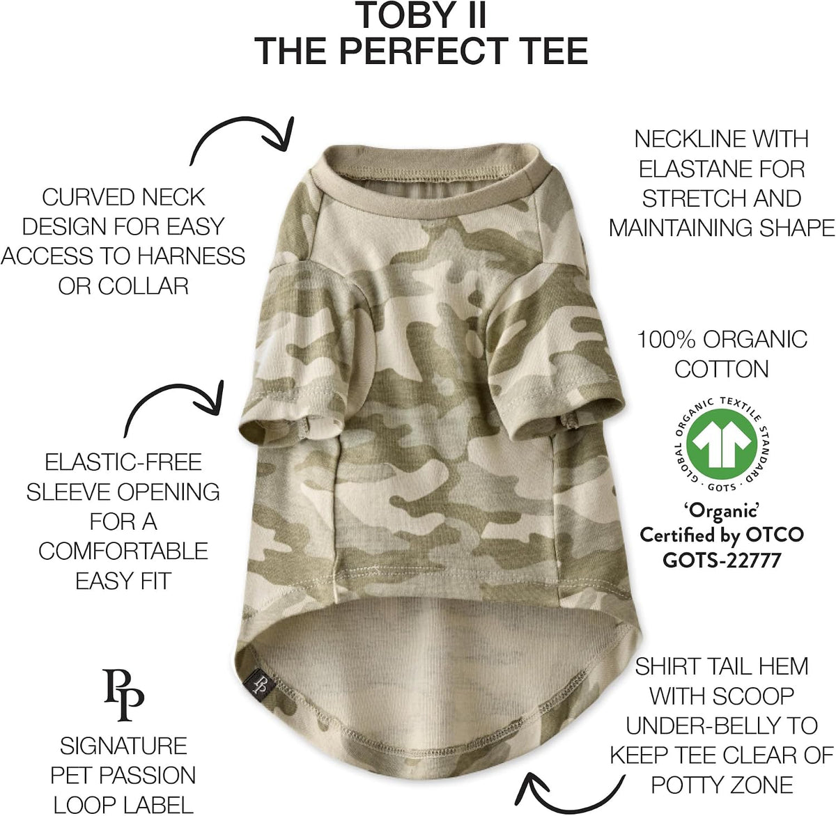 Pet Passion Toby II Dog T-Shirt, 3 Pack, Sage Camo, Small