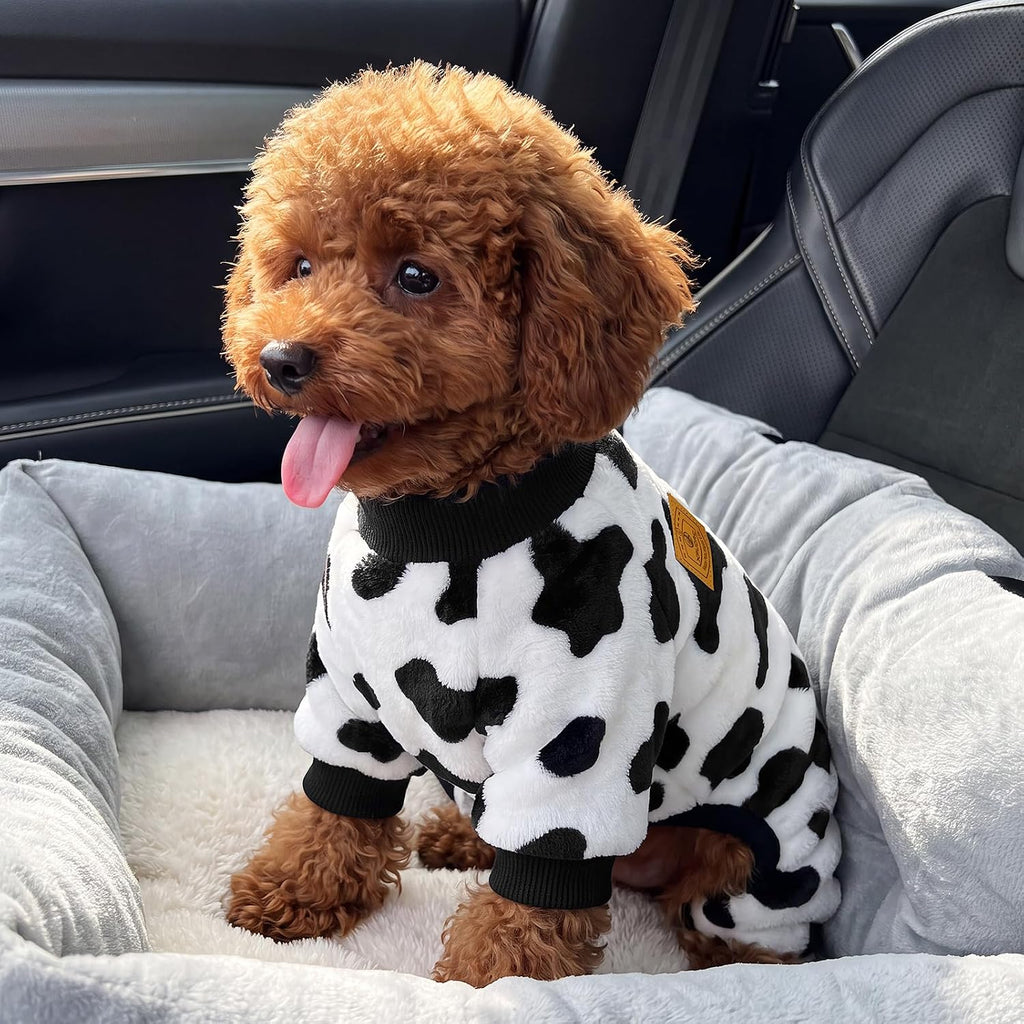 Cow Dog Sweater, Dog Winter Clothes for Small Medium Dogs Girl Boy Fleece Pet Pajamas for Winter Christmas, Medium