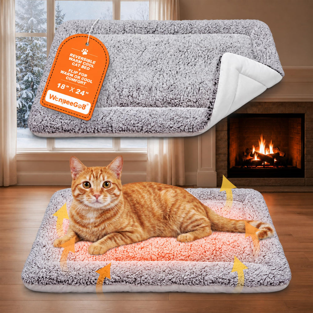 Self Warming Cat Bed, Reversible Cat Bed, Gray, 18 x 24 Inches